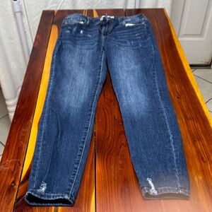 True Craft Distressed Dark Blue Cropped Jeans PP66